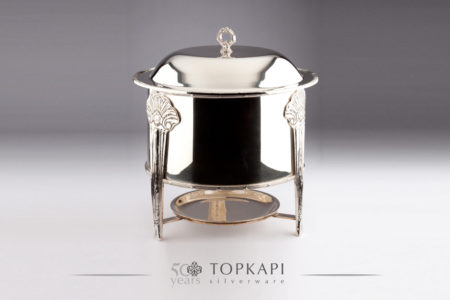 Round cylindrical silver plated chafing dish
