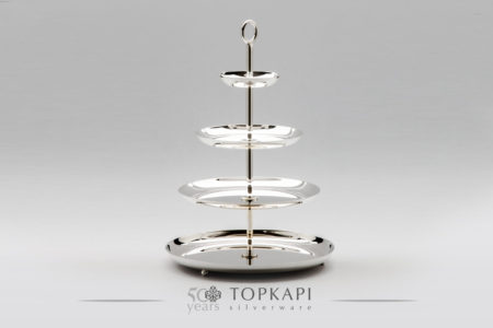 4 level simple silver plated pastry stand