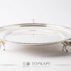 Round silver plated horse tray with pearl border