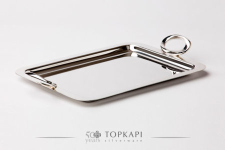 'Ellipse' silver plated tray with handles