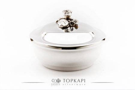 Classic 14 cm silver plated round candy box