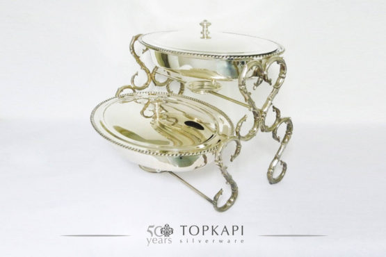 Double oval silver plated chafing dish