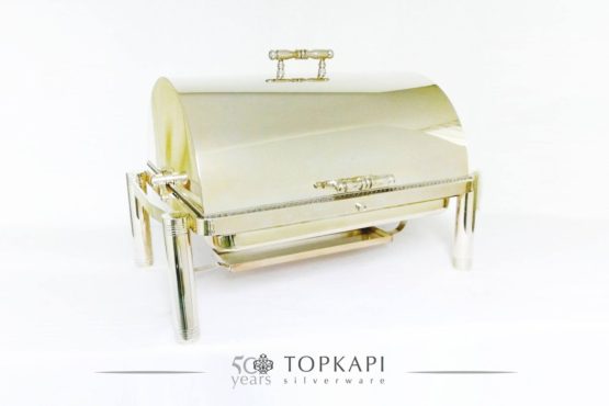 Rectangular revolving silver plated chafing dish