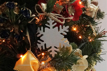 Silver plated snowflake Christmas tree ornament