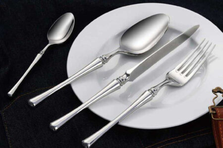 'Pinched cylindrical' silver plated or stainless steel cutlery