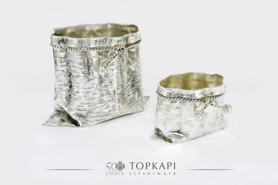 hammered-Bag-Shaped-Ice-champagne-bucket-Topkapi-silver plated