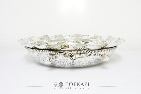 Hammered-Salad-sweets-bowl-Knot-design-topkapi-silver plated