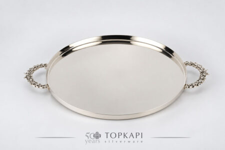 Round cylindrical tray with crown handles