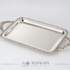 Topkapi-Rectangular silver plated serving tray with crown handles (Epi de ble)